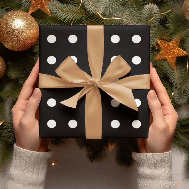 Papier Cadeau Pois noirs et blancs (Créateur téléchargé)