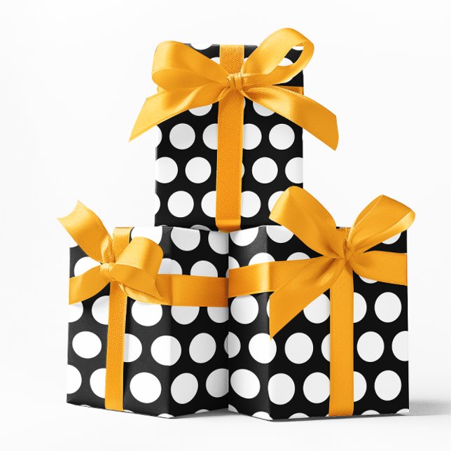 Papier Cadeau Pois noirs et blancs (Black and White Polka Dots Wrapping Paper)