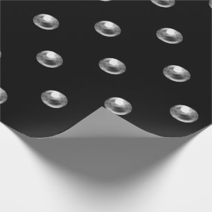 Papier Cadeau Pois Pearls Black Silver Grey 3D Effet