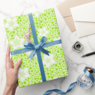 Papier Cadeau Pois rétro vert vif avec motif floral