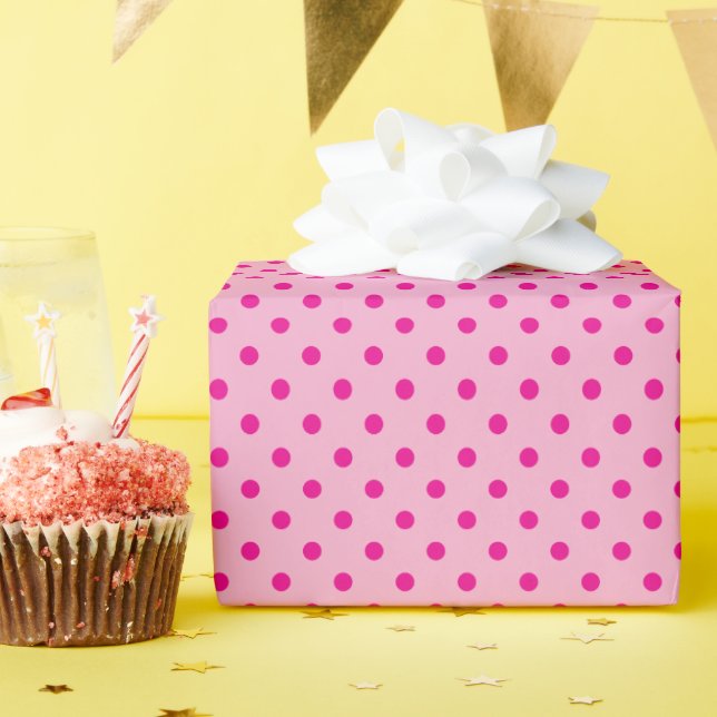 Papier Cadeau Pois rose clair et chaud (Fête d'anniversaire)