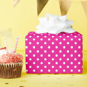 Papier Cadeau Pois rose et blanc chaud