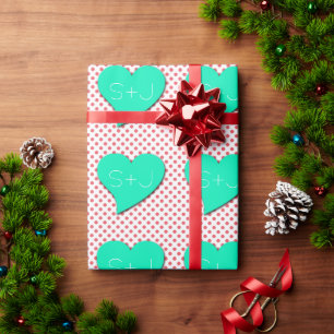 Papier Cadeau Pois roses de corail - Monogramme par Shirley Tayl
