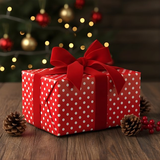 Papier Cadeau Pois rouge et blanc (Créateur téléchargé)