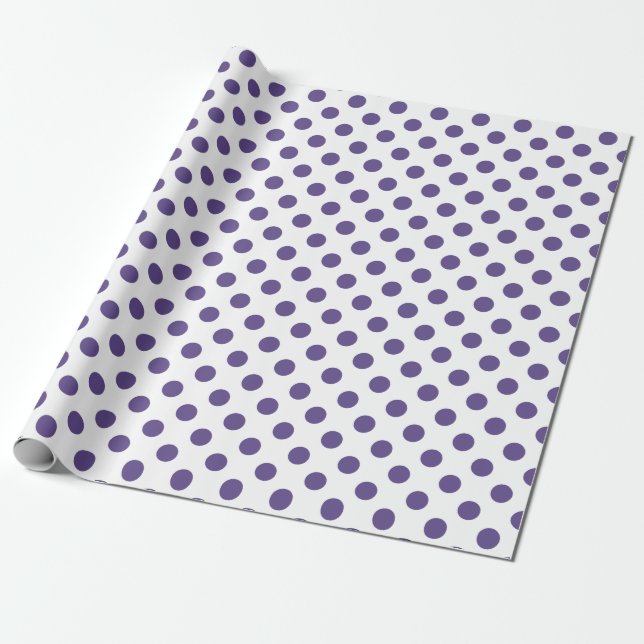 Papier Cadeau Pois ultra violets sur blanc (Déroulé)