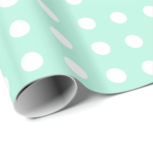Papier Cadeau pois vert et blanc en bon état