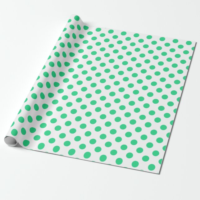 Papier Cadeau Pois verts et blancs (Déroulé)