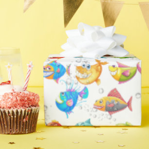 Papier Cadeau Poisson Amusant En Bulles