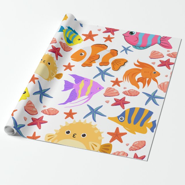 Papier Cadeau Poisson coloré (Déroulé)