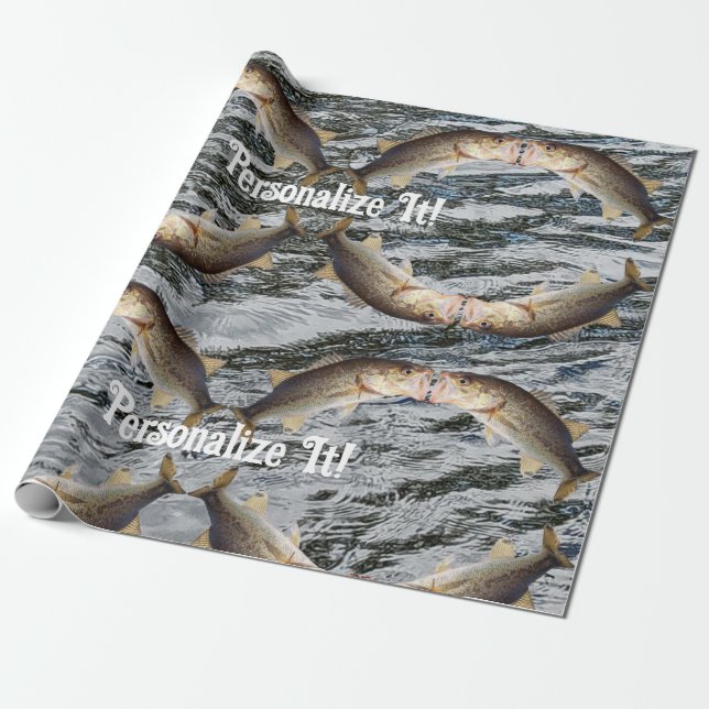 Papier Cadeau Poisson de baisers de basse personnalisable (Déroulé)