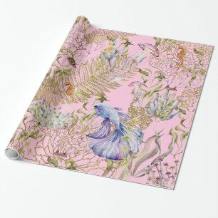 Papier Cadeau Poisson de corail sous-marin