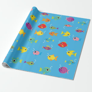 Papier Cadeau Poisson d'or Aquarium Cute 1er Anniversaire Papier