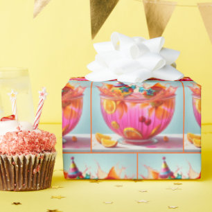 Papier Cadeau Poisson d'or de fête d'anniversaire dans le bol de