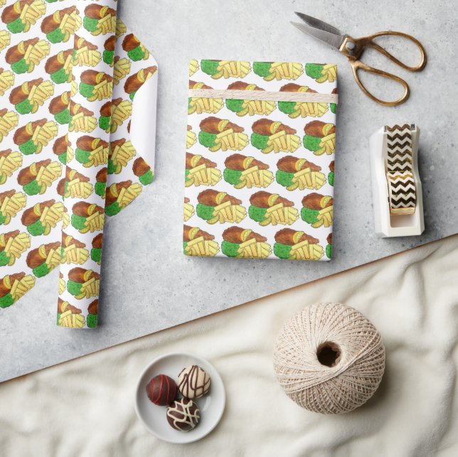 Papier Cadeau Poisson et chips Pois British Pub Restaurant Resta (Artisanat)