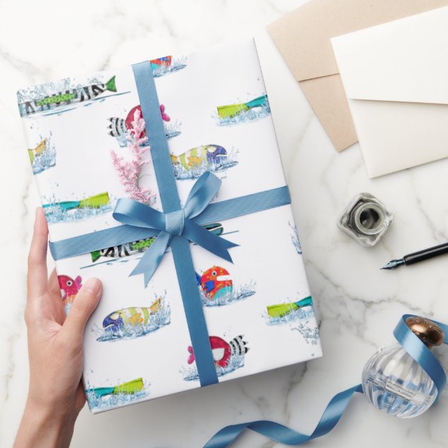 Papier Cadeau Poisson Fun Coloré Dans L'Eau (Cadeaux)