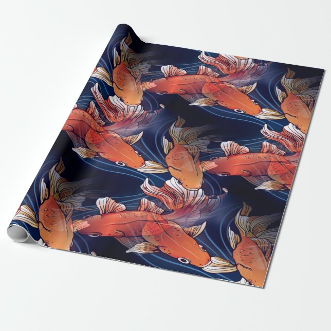 Papier Cadeau Poisson Koi japonais (Déroulé)