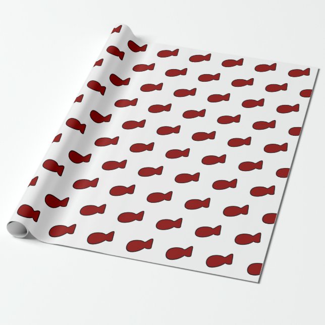 Papier Cadeau Poisson rouge personnalisable (Déroulé)