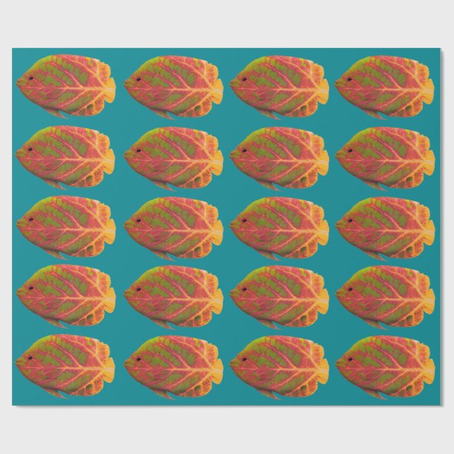 Papier Cadeau Poisson tropique feuille d'Aspen 1 (Plat)