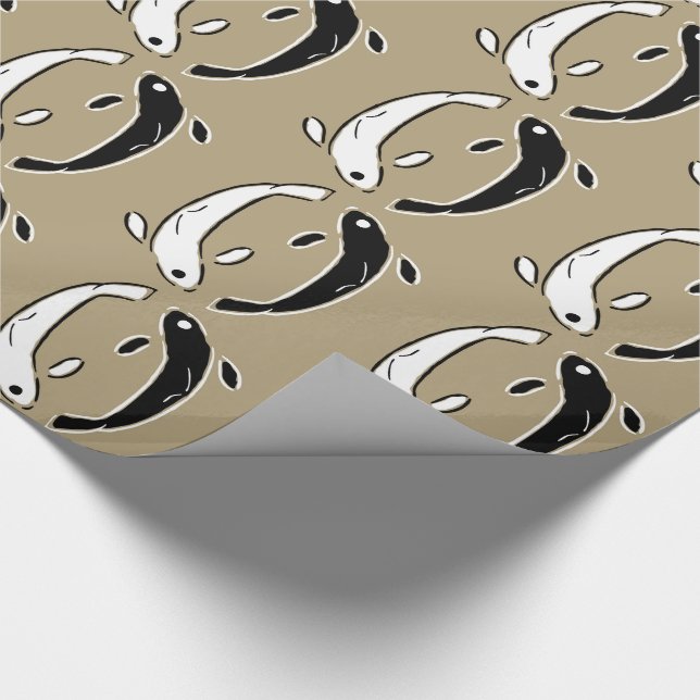Papier Cadeau Poisson Yin et Yang contemporain (Coin)