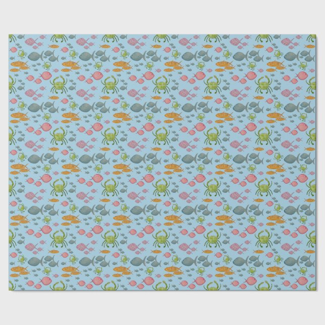 Papier Cadeau Poissons et crabes (Couture)