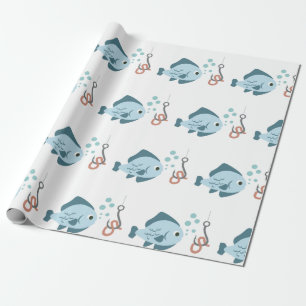 Papier Cadeau Poissons et crochet