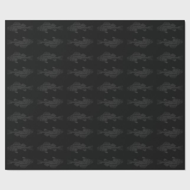 Papier Cadeau Poissons noirs et gris de fantôme (Couture)