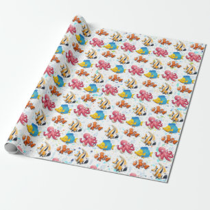 Papier Cadeau Poissons tropicaux colorés Enfants