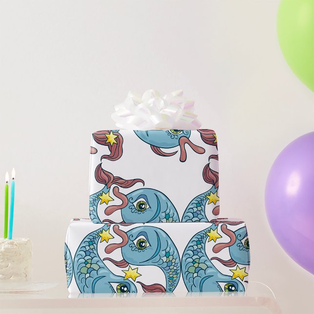 Papier Cadeau Poissons Zodiaque Poisson Céleste Astrologie (Créateur téléchargé)