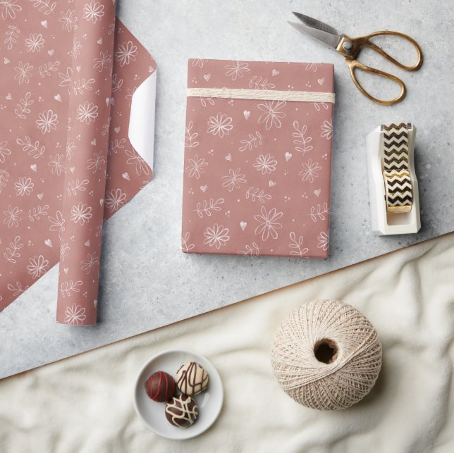 Papier Cadeau Poitrine simple rose à la main (Artisanat)