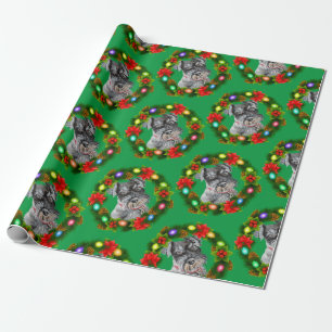 Papier Cadeau Poivre de sel Schnauzer de peinture rouge de Noël