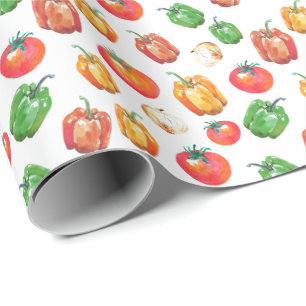 Papier Cadeau Poivrons de tomate Oignon Foodie à la main