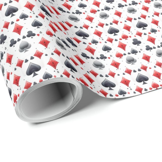 Papier Cadeau Poker Playing Card Themed Gift Wrapping Paper Wrap (Coin rond)