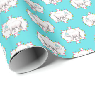 Papier Cadeau Polar Bears in Pom Pom Ski Hats Wrapping Paper