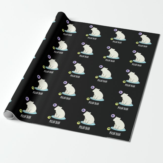 Papier Cadeau Polar Ours Funny Science Pun Dark BG (Déroulé)