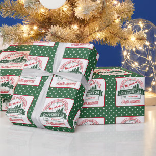 Papier Cadeau Pôle Nord spécial livraison Santa pointillé vert