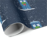 Papier Cadeau "Police Box in Christmas Snow" (Grand Motif)<br><div class="desc">Une boîte de police britannique au milieu d'un Noël blanc. Vous voyez un design que vous aimez mais il n’est pas sur un produit que vous voulez? Envoyez-moi un courriel à nharveyart@gmail.com et je vous le ferai !</div>