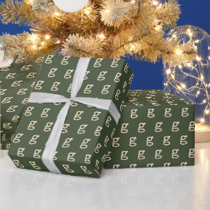 Papier Cadeau Police de la machine à écrire rétro Monogramme ini