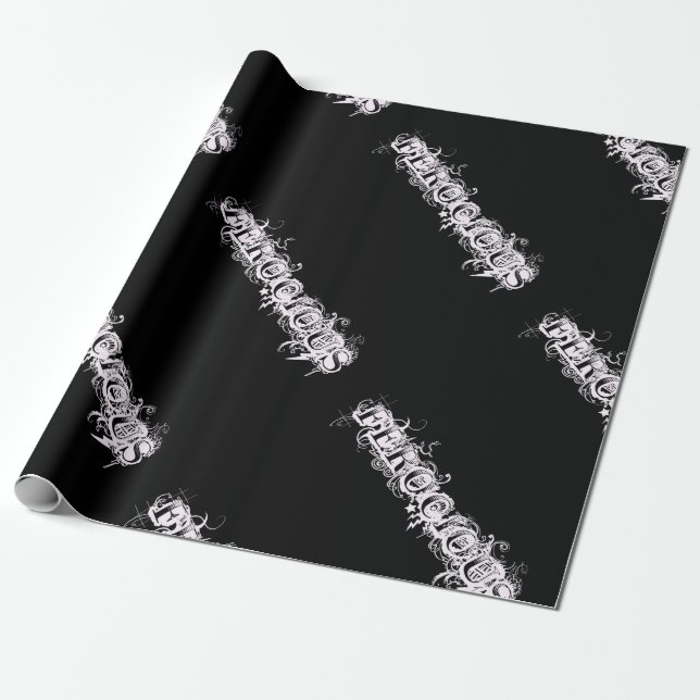 Papier Cadeau Police de tatouage de style FEROCIOUS (Déroulé)