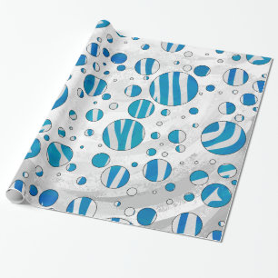 Papier Cadeau Polka blanc et bleu Zebra