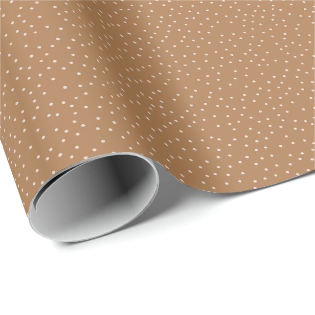 Papier Cadeau Polka blanche Brown et chaude point désaturé minus (Coin rond)