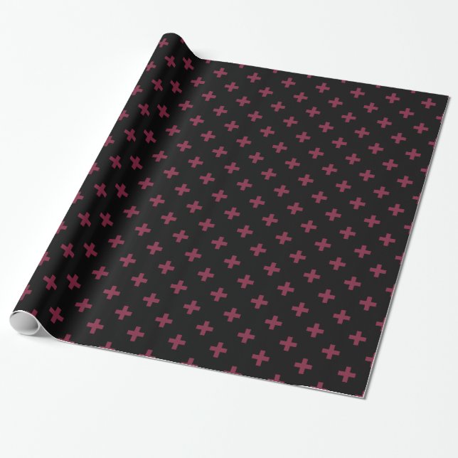 Papier Cadeau Polka de mûre croise sur le noir (Déroulé)