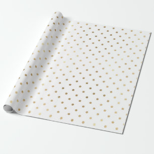 Papier Cadeau Polka dorée blanche classique petits points