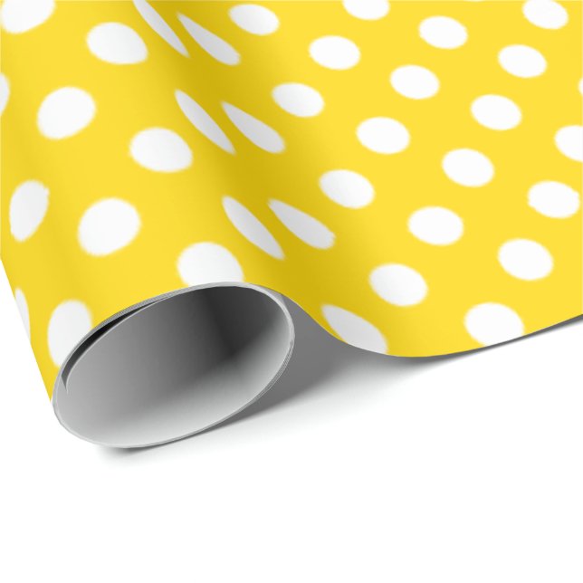 Papier Cadeau Polka Dot School Bus Jaune (Coin rond)
