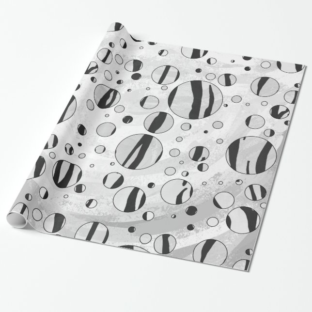 Papier Cadeau Polka Dot Tiger noir et blanc (Déroulé)