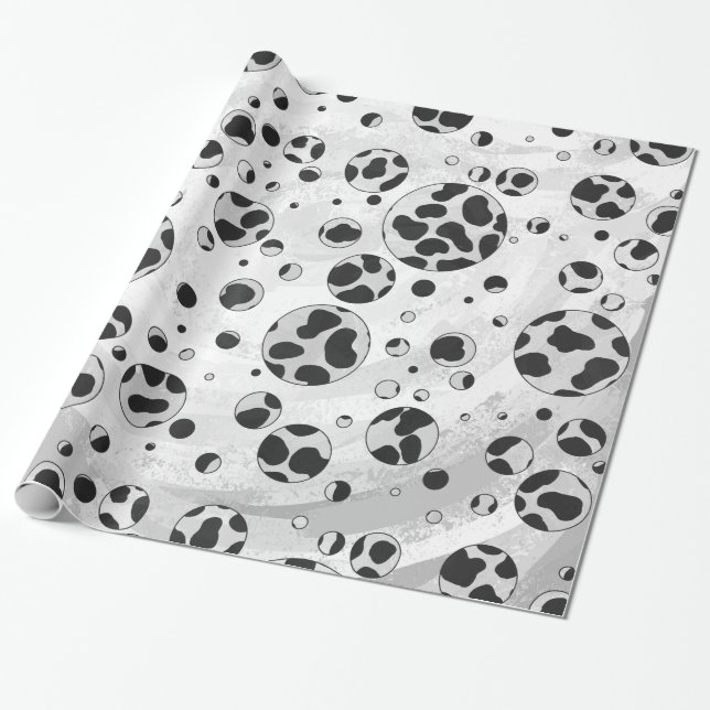 Papier Cadeau Polka en Dalmatie noir et blanc (Déroulé)