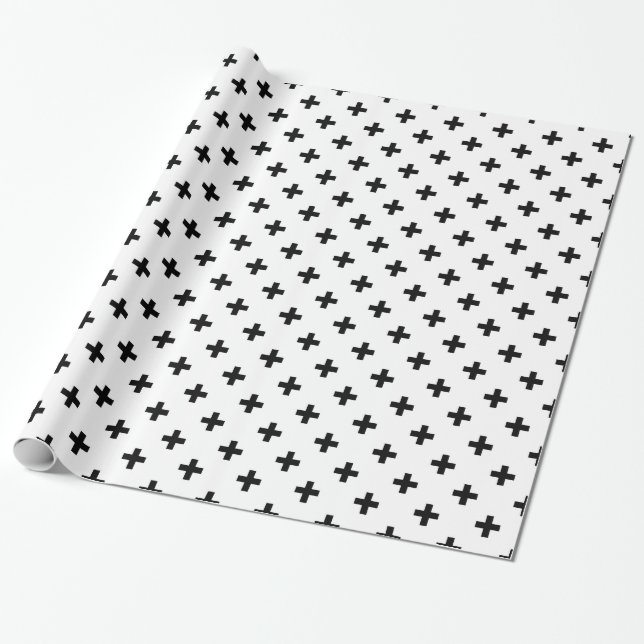 Papier Cadeau Polka noire croise sur blanc (Déroulé)