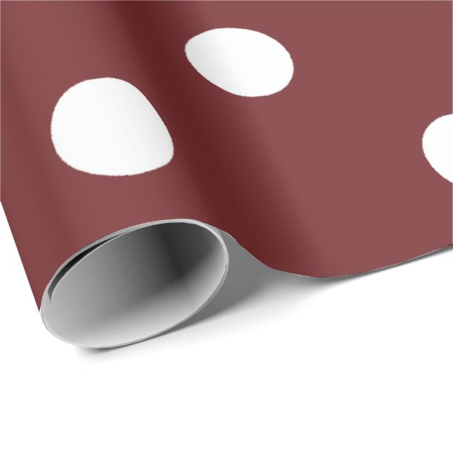Papier Cadeau Polka petits points blancs brillant Maroon bordeau (Coin rond)
