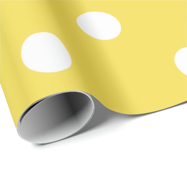 Papier Cadeau Polka Petits points blancs Canari de citron jaune  (Coin rond)