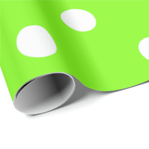 Papier Cadeau Polka Petits points blancs Vive Lumineuse Lime Ver
