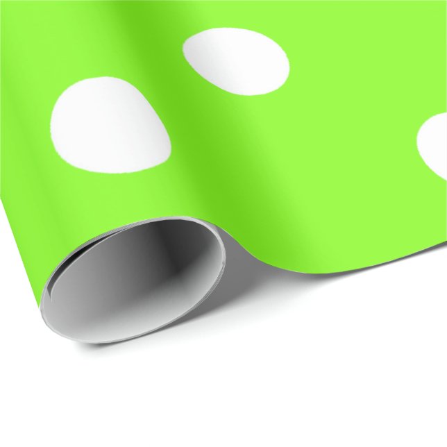Papier Cadeau Polka Petits points blancs Vive Lumineuse Lime Ver (Coin rond)